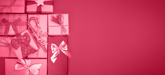 Trendy color 2023. Via magenta color background