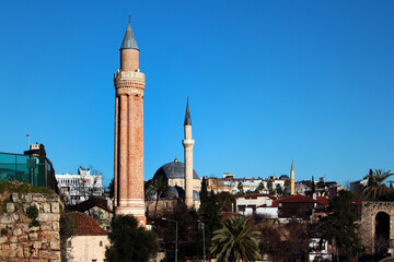 Fototapeta na wymiar Yivli minaret in Kaleici old town of Antalya, Turkey