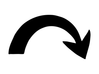 Hand drawn ink arrow illustration in sketch style. Business doodle clipart. Single element for design