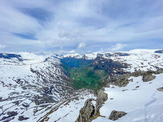 Snow-capped mountains on the Dalsnibba