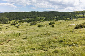 Summer view of Rila mountain near Belmeken Reservoir, Bulgaria