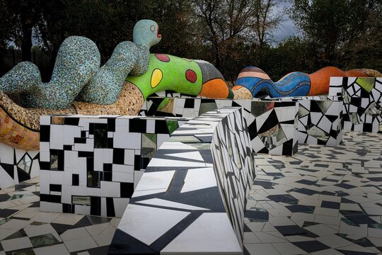 Art structure made of mosaic artwork in The Queen Califia's Magical Circle in California