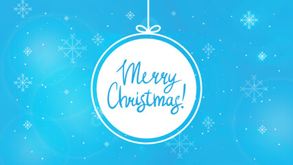 background blue with text Merry Christmas banner design bright snow wallpaper