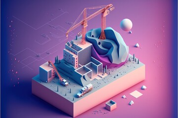 Illustration about futuristic city. Made by AI.