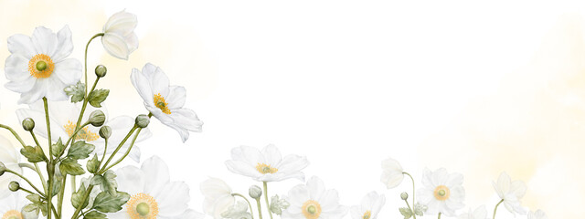 Flower blooming watercolor banner background