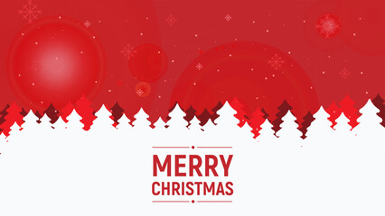 White Christmas tree on a red background. Christmas greeting banner or card. New Years design template with a window for text.