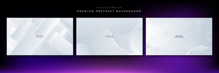Set of minimal geometric white light background abstract design