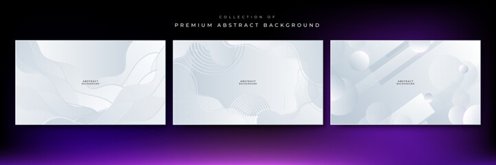Set of minimal geometric white light background abstract design