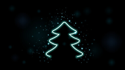 Podium with neon light christmas tree illustration