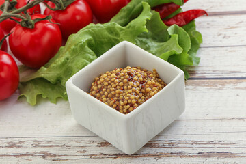 Mustard seeds sauce in the bowl