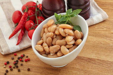 Whinte canned kidney beans in the bowl