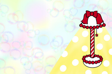 ファンシーなランプ　イラスト　余白スペース　リボン　ガーリー　明かり