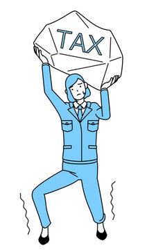 woman struggling with tax burden clip art preview