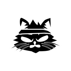 Naklejka premium The cat icon is black, on a white background.