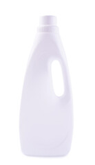 Laundry detergent in white plastic bottle isolated on white background
