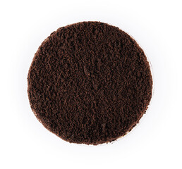 chocolate cake on top view isolated