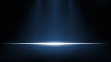 Empty dark room, blue illuminated background. Dark studio design for product display. Luminous gradient stage. Vector illustration