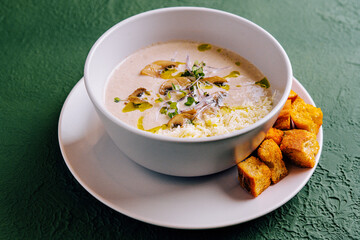 Soup puree with mushrooms and parmesan