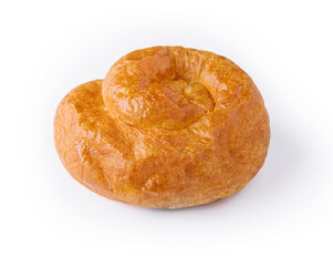 Fresh twisted bun isolated on white