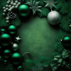 Christmas decorations against a green background. Great for banners, ads, cards and more.	