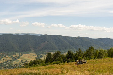 truck with a body in the mountains © Angelov