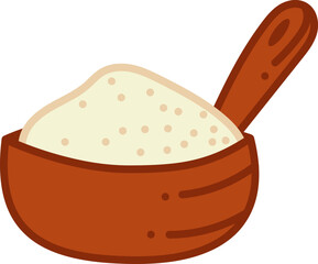Sugar doodle. Sugar in a bowl. Color vector cartoon illustration.