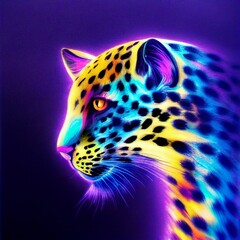 Leopard in neon colors, wallpaper