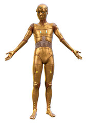 Obraz premium 3D Rendering Male Robot on White