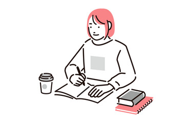 勉強をする大学生の女の子