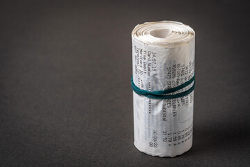 British shopping receipts roled in england uk