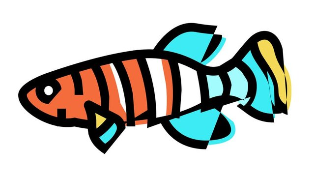 killifish aquarium fish color icon animation