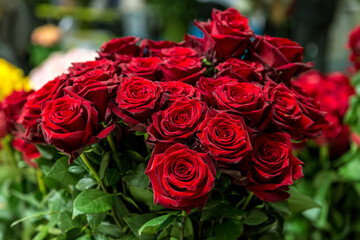 close-up roses texture natural background in red tones