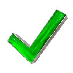 green check mark symbol icon 3d render design