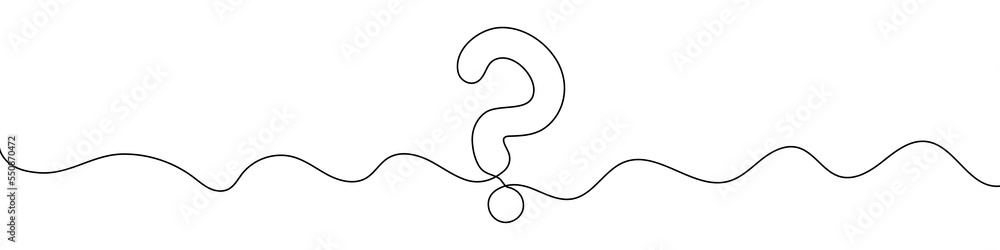 Poster question mark linear background. one continuous line drawing of question mark. vector illustration. 