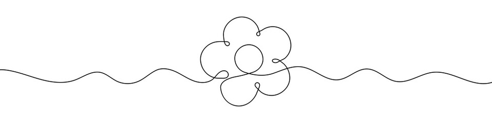 Continuous linear drawing of flower icon. One line drawing background. Vector illustration. Linear drawing of flower symbol
