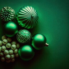 Christmas decorations against a green background. Great for banners, ads, cards and more.	