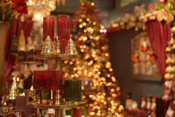 Naklejka na ściany i meble New Year. Beautiful candlesticks in the interior