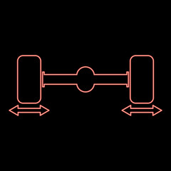 Neon fix car wheels computer wheel balancer icon red color vector illustration image flat style