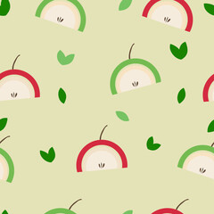apel fruit seamless pattern with green background