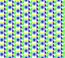 Seamless geometrical pattern made of rectangles, triangles and circles
