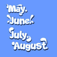 month names vector typography