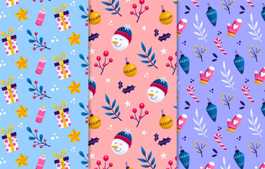 Colorful Christmas and Winter Pattern collection.