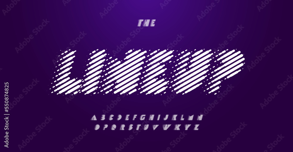 Fototapete halftone lines font abstract heavy alphabet letters. bold typographic design with linear texture. bi
