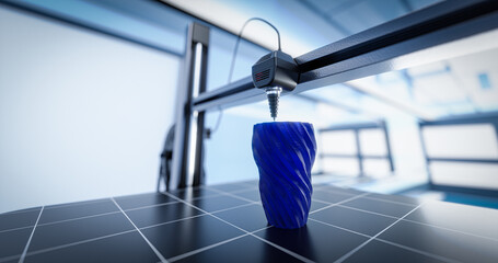 Fototapeta na wymiar Printing a plastic vase on a 3d printer