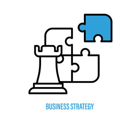 business strategy. jigsaw and chess piece. vector
