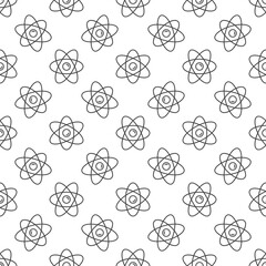 Atom Seamless Pattern vector physics and Chemistry concept line background