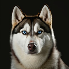 Siberian Husky Face Close Up Portrait - AI illustration 09