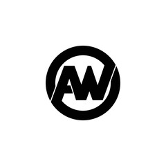 Letter AW circle logo design vector