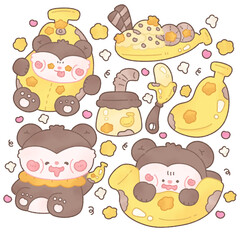 cute monkey and banana