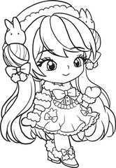 princess fantasy cartoon doodle kawaii anime coloring page cute illustration clipart character manga
